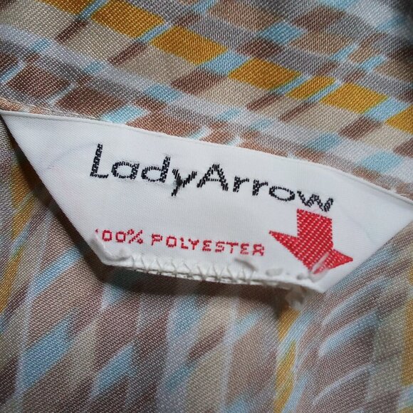 Vintage 70s Lady Arrow Stripes Pattern Polyester Disco Shirt - Picture 3 of 5